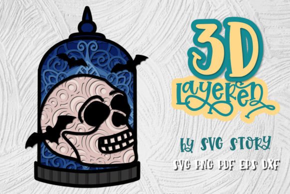 3D Layered on Display Halloween Skull: A Creative Design for All Occasions