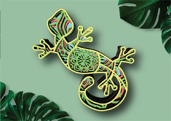 Animal Mandala Lizard Design for Laser Cutting and 3D Projects