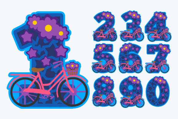 Bicycle Flowers Numbers 3D SVG: A Versatile Design Resource for Creative Projects