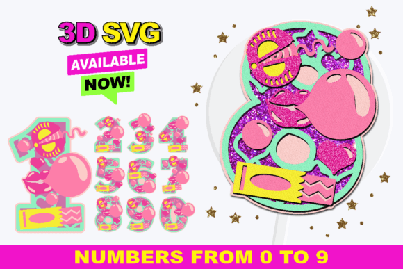 Bubble Gum Pink Numbers 3D SVG: A Versatile Digital Asset for Creative Projects