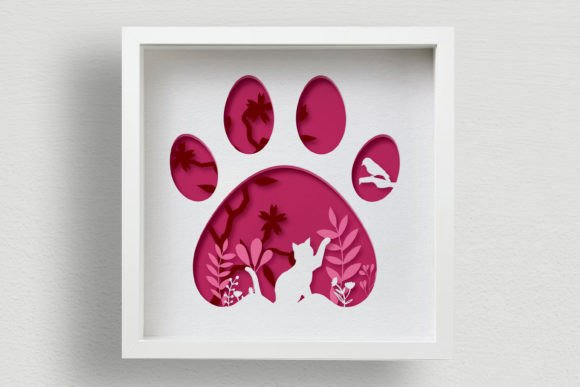 Cat Paw Shadow Box SVG 3D Paper Cut: A Unique Digital Design for Creative Projects