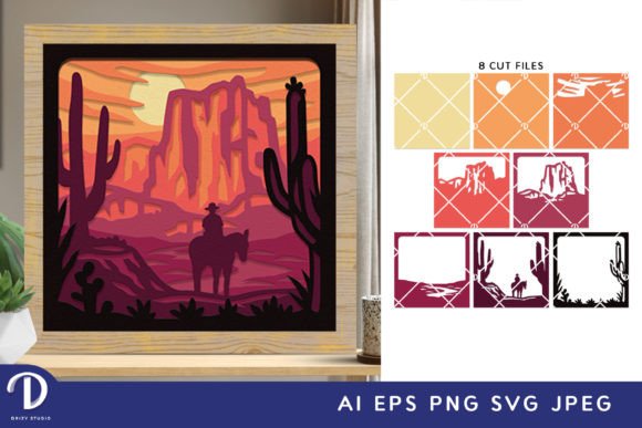 Cowboy in the Canyon 3D Shadow Box SVG: A Unique Paper-Cut Art Experience