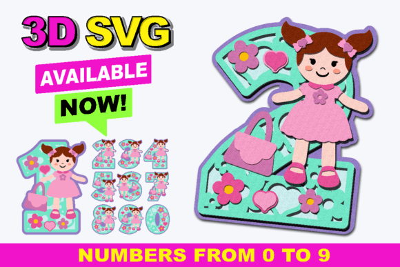 Doll Numbers 3D SVG for Creative Projects