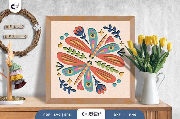 Dragonfly Folk Art 3D Shadow Box: A Masterpiece of Craftsmanship and Design