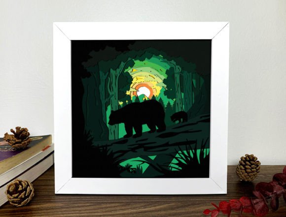 Family Bear Shadow Box 3D