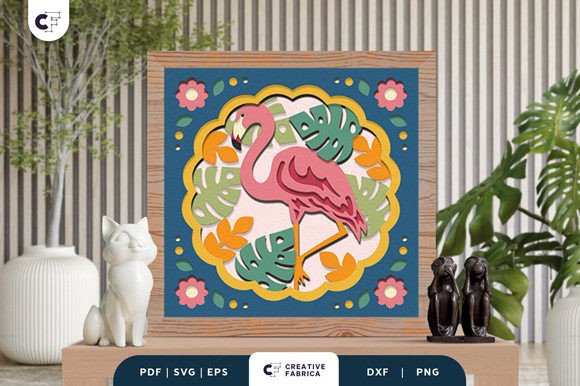 Flamingo in Tropical Jungle 3D Papercut: A Vibrant Addition to Your Creative Space