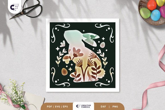 Floral Bunny 3D Shadow Box Paper Cut