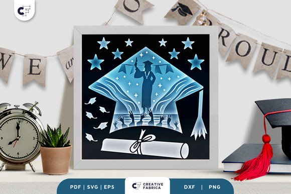 Graduation 3D Shadow Box Paper Cut