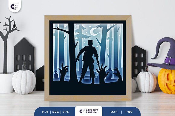 Halloween Zombie 3D Shadow Box Paper Cut