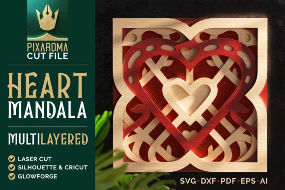 Heart Mandala 3D Layered SVG Cut File: A Unique Addition to Your Home Decor