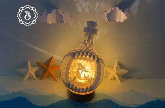 Pop Up 3D Mermaid in a Bottle