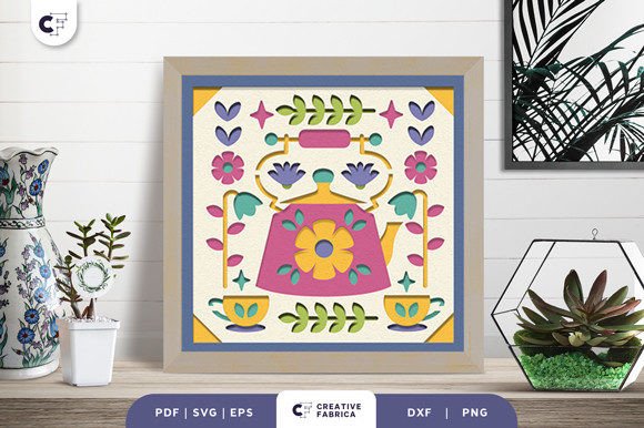 Teapot Folk Art 3D Shadow Box SVG: A Unique Way to Elevate Your Space