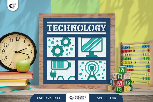 Technology School Subject 3D Shadow Box